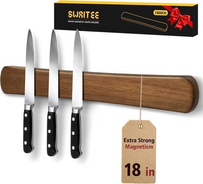 Magnetic Knife Holder, 16 Inch Acacia Wood Knife Strip for Wall or Fridge