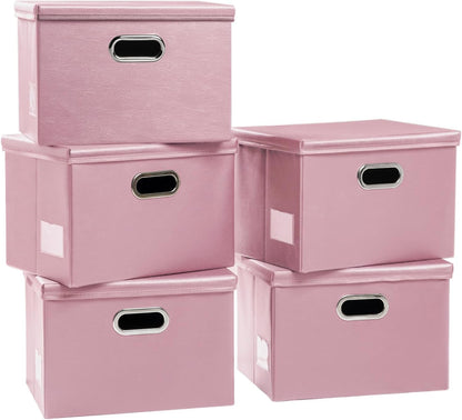 Large Collapsible Storage Bin with Lid Leather Fabric Foldable Storage Box Organizer Containes Basket Cube with Cover for Home Bedroom Closet Office Nursery Black (17.7x11.8x11.8)