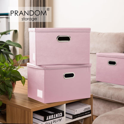 Large Collapsible Storage Bin with Lid Leather Fabric Foldable Storage Box Organizer Containes Basket Cube with Cover for Home Bedroom Closet Office Nursery Black (17.7x11.8x11.8)