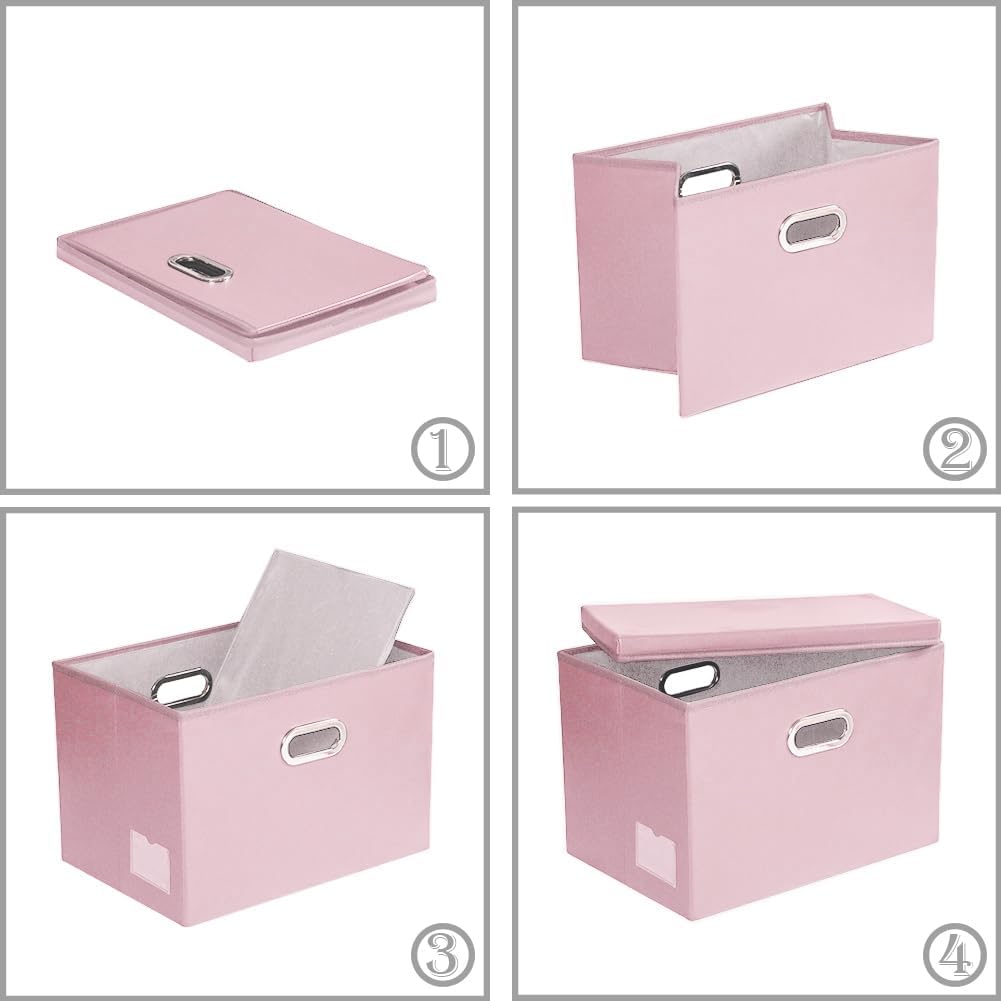 Large Collapsible Storage Bin with Lid Leather Fabric Foldable Storage Box Organizer Containes Basket Cube with Cover for Home Bedroom Closet Office Nursery Black (17.7x11.8x11.8)