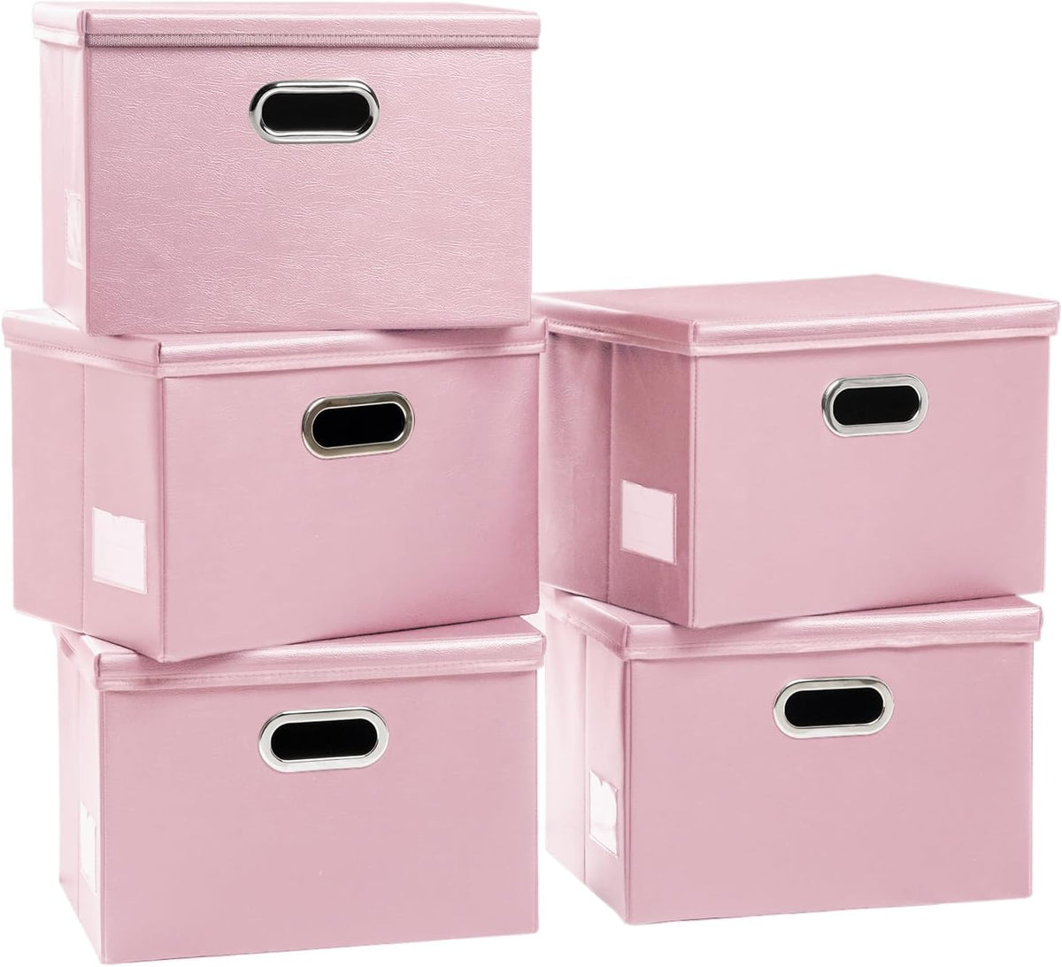 Large Collapsible Storage Bin with Lid Leather Fabric Foldable Storage Box Organizer Containes Basket Cube with Cover for Home Bedroom Closet Office Nursery Black (17.7x11.8x11.8)