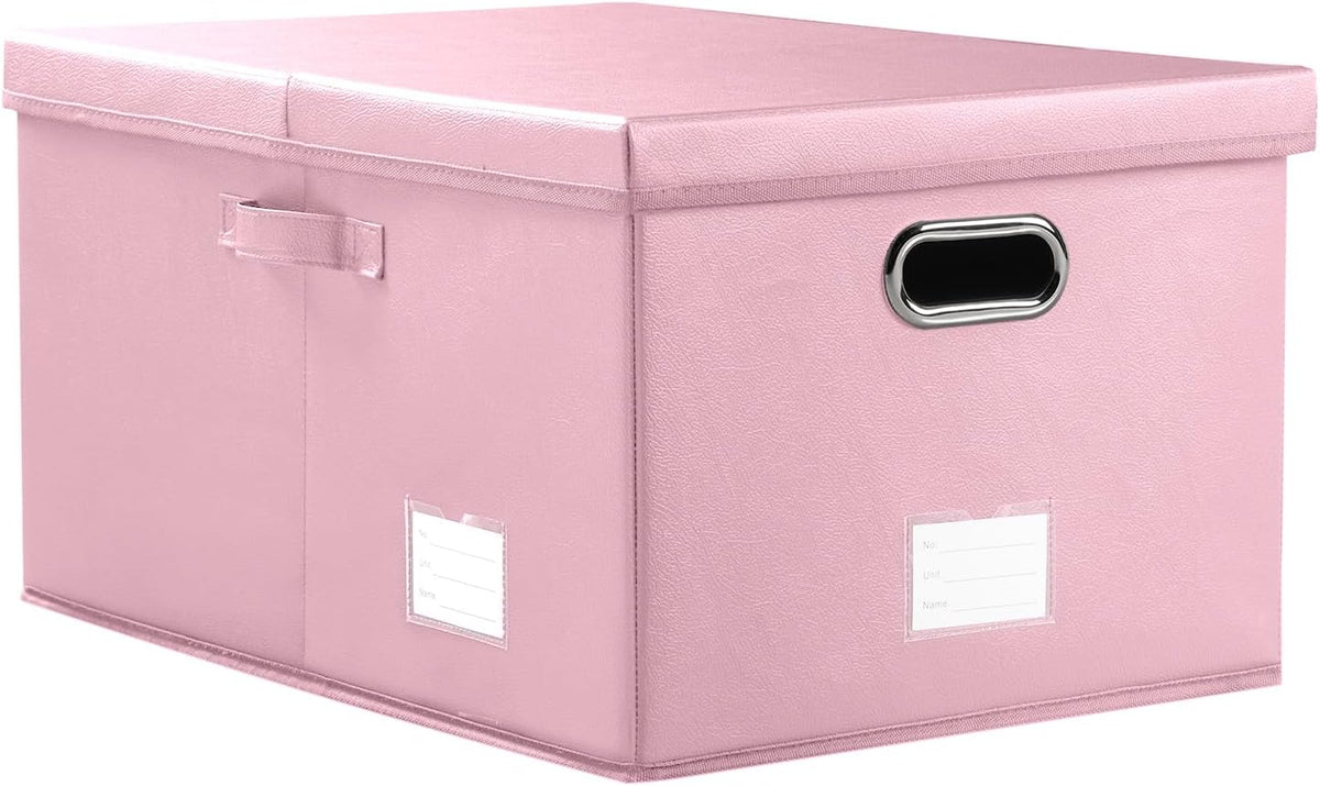 Large Collapsible Storage Bin with Lid Leather Fabric Foldable Storage Box Organizer Containes Basket Cube with Cover for Home Bedroom Closet Office Nursery Black (17.7x11.8x11.8)