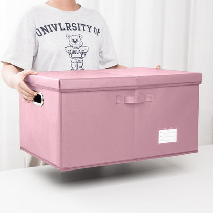 Large Collapsible Storage Bin with Lid Leather Fabric Foldable Storage Box Organizer Containes Basket Cube with Cover for Home Bedroom Closet Office Nursery Black (17.7x11.8x11.8)