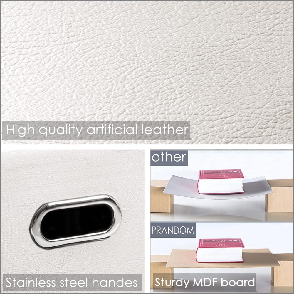Large Collapsible Storage Bin with Lid Leather Fabric Foldable Storage Box Organizer Containes Basket Cube with Cover for Home Bedroom Closet Office Nursery Black (17.7x11.8x11.8)