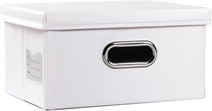 Large Collapsible Storage Bin with Lid Leather Fabric Foldable Storage Box Organizer Containes Basket Cube with Cover for Home Bedroom Closet Office Nursery Black (17.7x11.8x11.8)