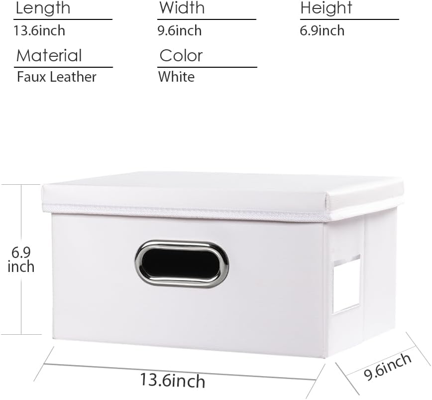 Large Collapsible Storage Bin with Lid Leather Fabric Foldable Storage Box Organizer Containes Basket Cube with Cover for Home Bedroom Closet Office Nursery Black (17.7x11.8x11.8)