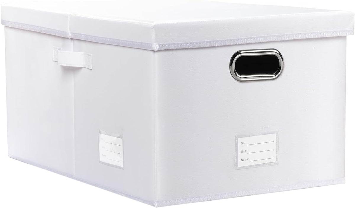 Large Collapsible Storage Bin with Lid Leather Fabric Foldable Storage Box Organizer Containes Basket Cube with Cover for Home Bedroom Closet Office Nursery Black (17.7x11.8x11.8)
