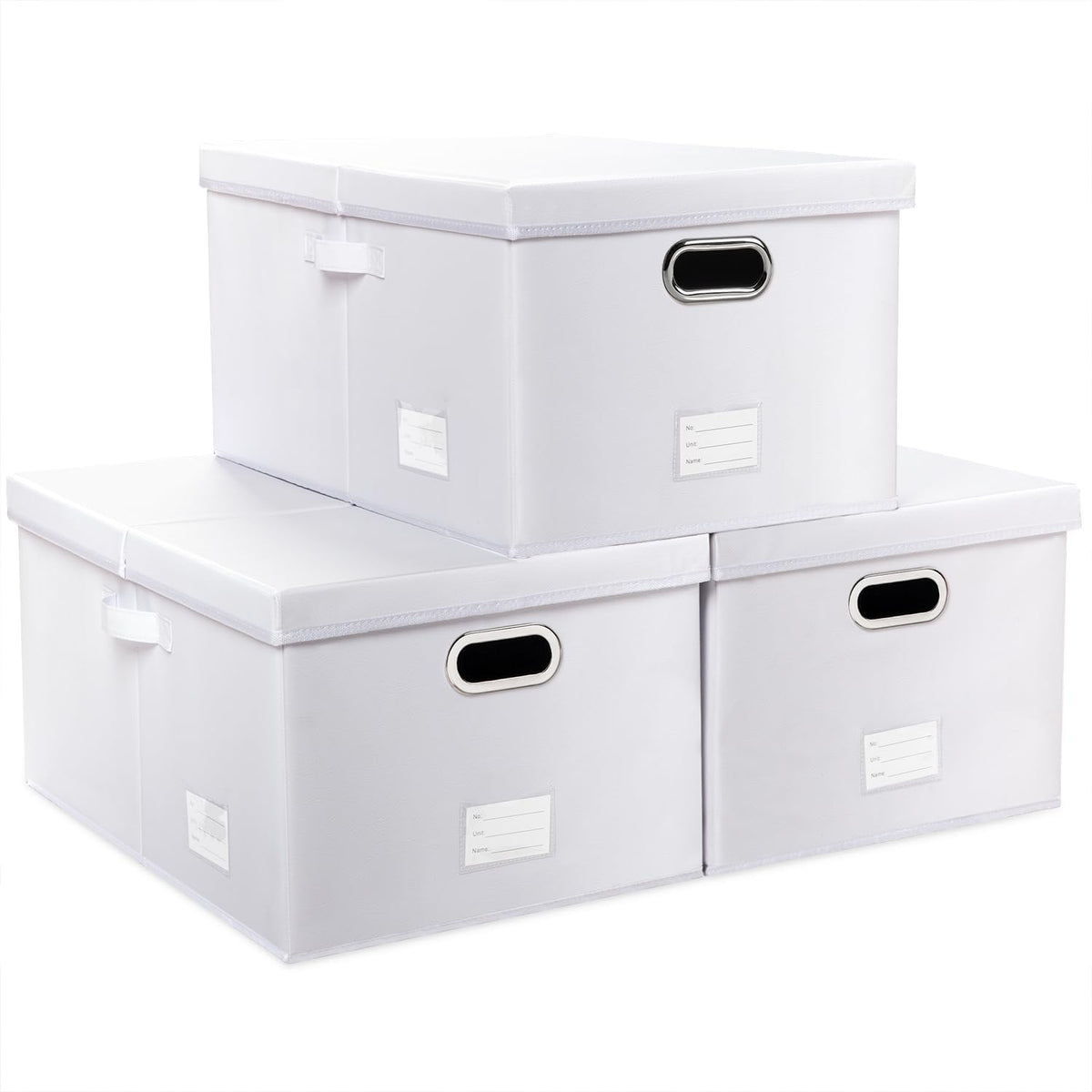 Large Collapsible Storage Bin with Lid Leather Fabric Foldable Storage Box Organizer Containes Basket Cube with Cover for Home Bedroom Closet Office Nursery Black (17.7x11.8x11.8)