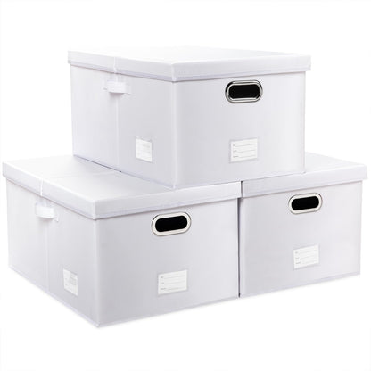 Large Collapsible Storage Bin with Lid Leather Fabric Foldable Storage Box Organizer Containes Basket Cube with Cover for Home Bedroom Closet Office Nursery Black (17.7x11.8x11.8)