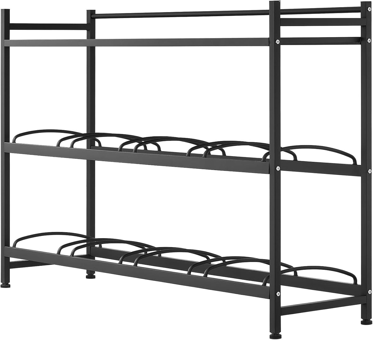 5 Gallon Water Jug Holder, 3-Tier 3 or 5 Gallon Water Bottle Holder for 8 Bottles, Heavy Duty Jug Rack Organizer with Storage Shelf, Handle, for Home, Office, Restaurant, Gym, Black