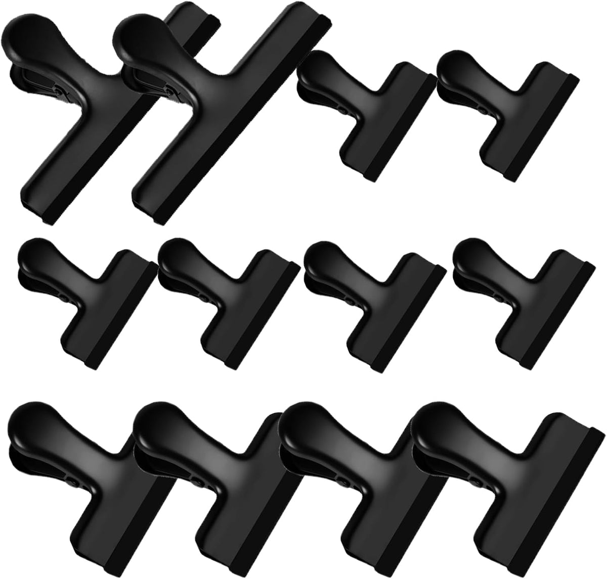 12 Pack Stainless Steel Chip Bag Clips Covered with Silicone - NO More Sharp Edges - Color Coded for Food Bags - Air Tight Seal, Heavy Duty for Kitchen and Office, 3 Inches