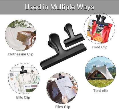 12 Pack Stainless Steel Chip Bag Clips Covered with Silicone - NO More Sharp Edges - Color Coded for Food Bags - Air Tight Seal, Heavy Duty for Kitchen and Office, 3 Inches