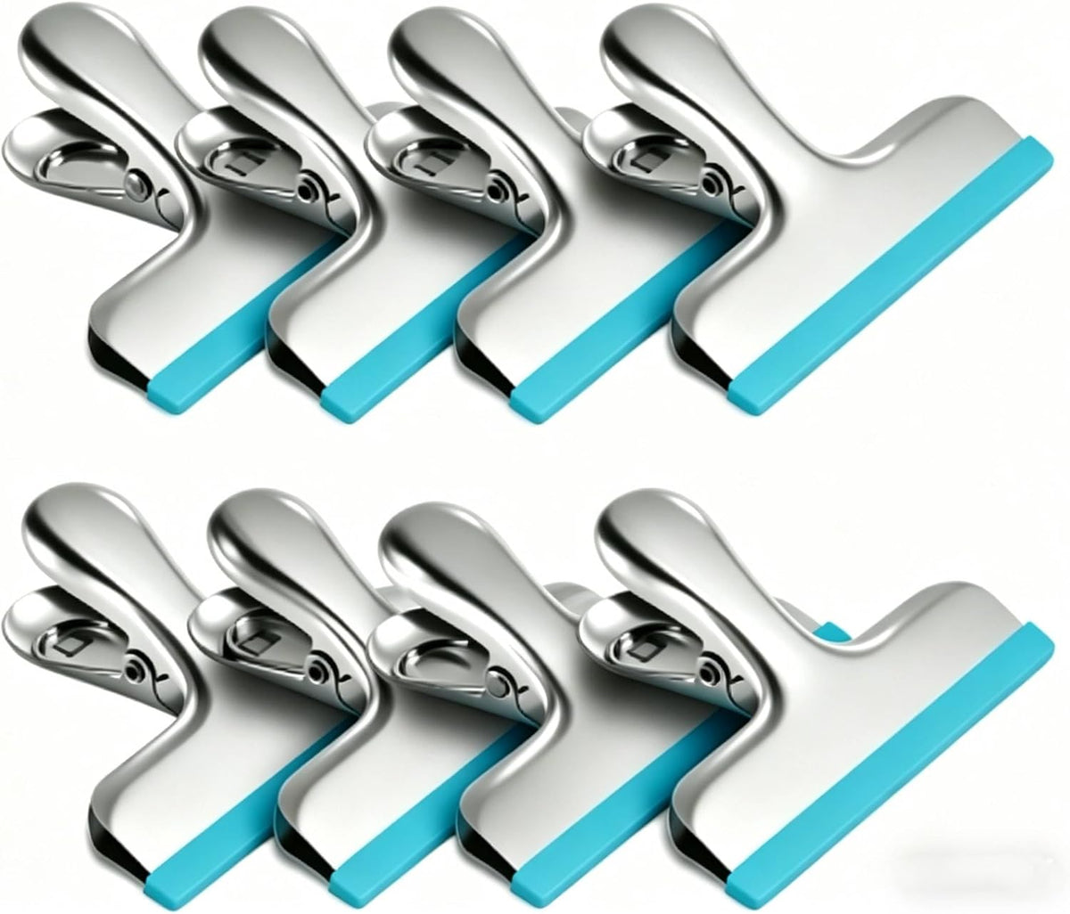 12 Pack Stainless Steel Chip Bag Clips Covered with Silicone - NO More Sharp Edges - Color Coded for Food Bags - Air Tight Seal, Heavy Duty for Kitchen and Office, 3 Inches