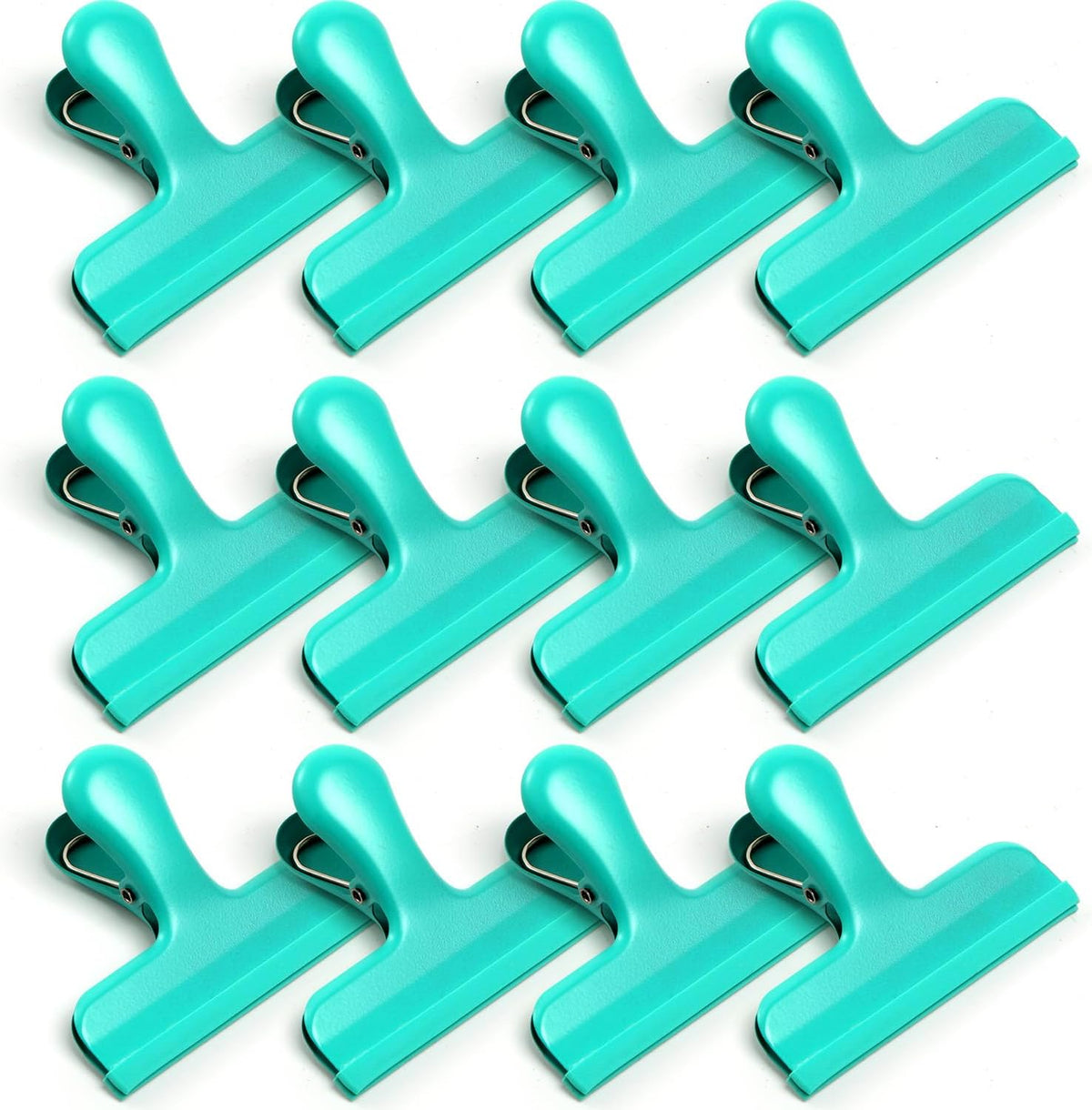 12 Pack Stainless Steel Chip Bag Clips Covered with Silicone - NO More Sharp Edges - Color Coded for Food Bags - Air Tight Seal, Heavy Duty for Kitchen and Office, 3 Inches