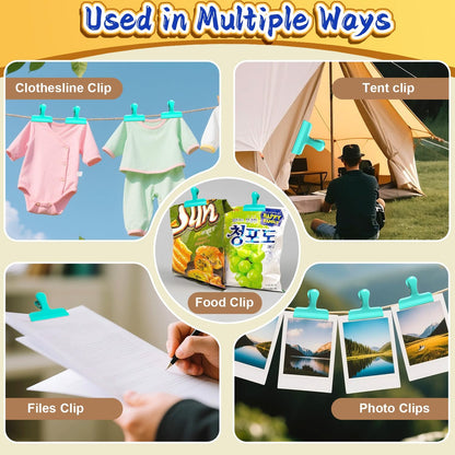 12 Pack Stainless Steel Chip Bag Clips Covered with Silicone - NO More Sharp Edges - Color Coded for Food Bags - Air Tight Seal, Heavy Duty for Kitchen and Office, 3 Inches
