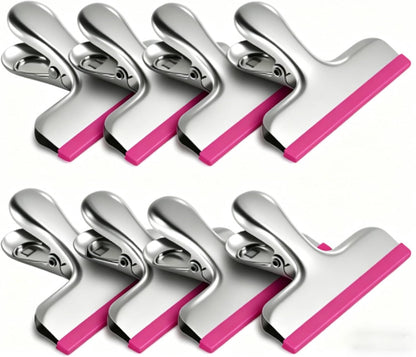 12 Pack Stainless Steel Chip Bag Clips Covered with Silicone - NO More Sharp Edges - Color Coded for Food Bags - Air Tight Seal, Heavy Duty for Kitchen and Office, 3 Inches