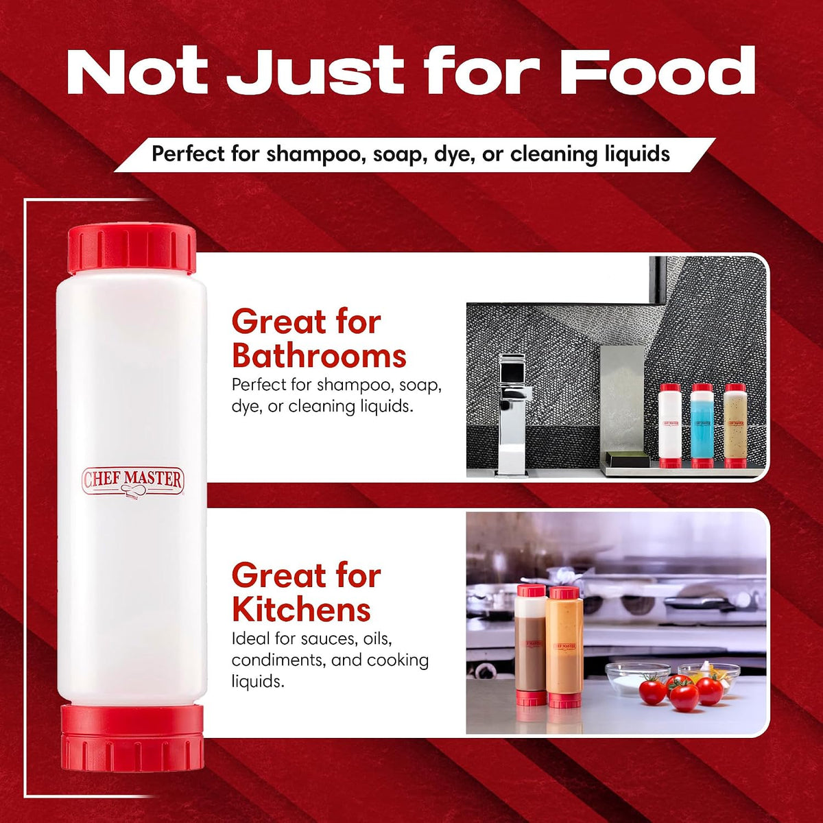 Chef Master Squeeze Bottle for Sauces (20oz) - Inverted, FIFO Refillable Bottle - Condiment Squeeze Container for Liquids, Sauce, Batter & Dressing - Made for Restaurants, Diners & Food Trucks - 90291