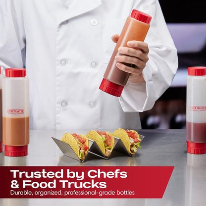 Chef Master Squeeze Bottle for Sauces (20oz) - Inverted, FIFO Refillable Bottle - Condiment Squeeze Container for Liquids, Sauce, Batter & Dressing - Made for Restaurants, Diners & Food Trucks - 90291