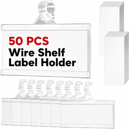 100 Pieces Plastic Wire Shelf Label Holders, Reusable Price Label Holder with locks, Label Display Holder for Retail Supermarket Department Store(3'' x 1.4'')