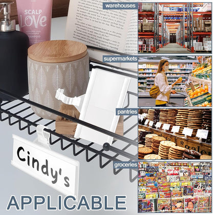 100 Pieces Plastic Wire Shelf Label Holders, Reusable Price Label Holder with locks, Label Display Holder for Retail Supermarket Department Store(3'' x 1.4'')
