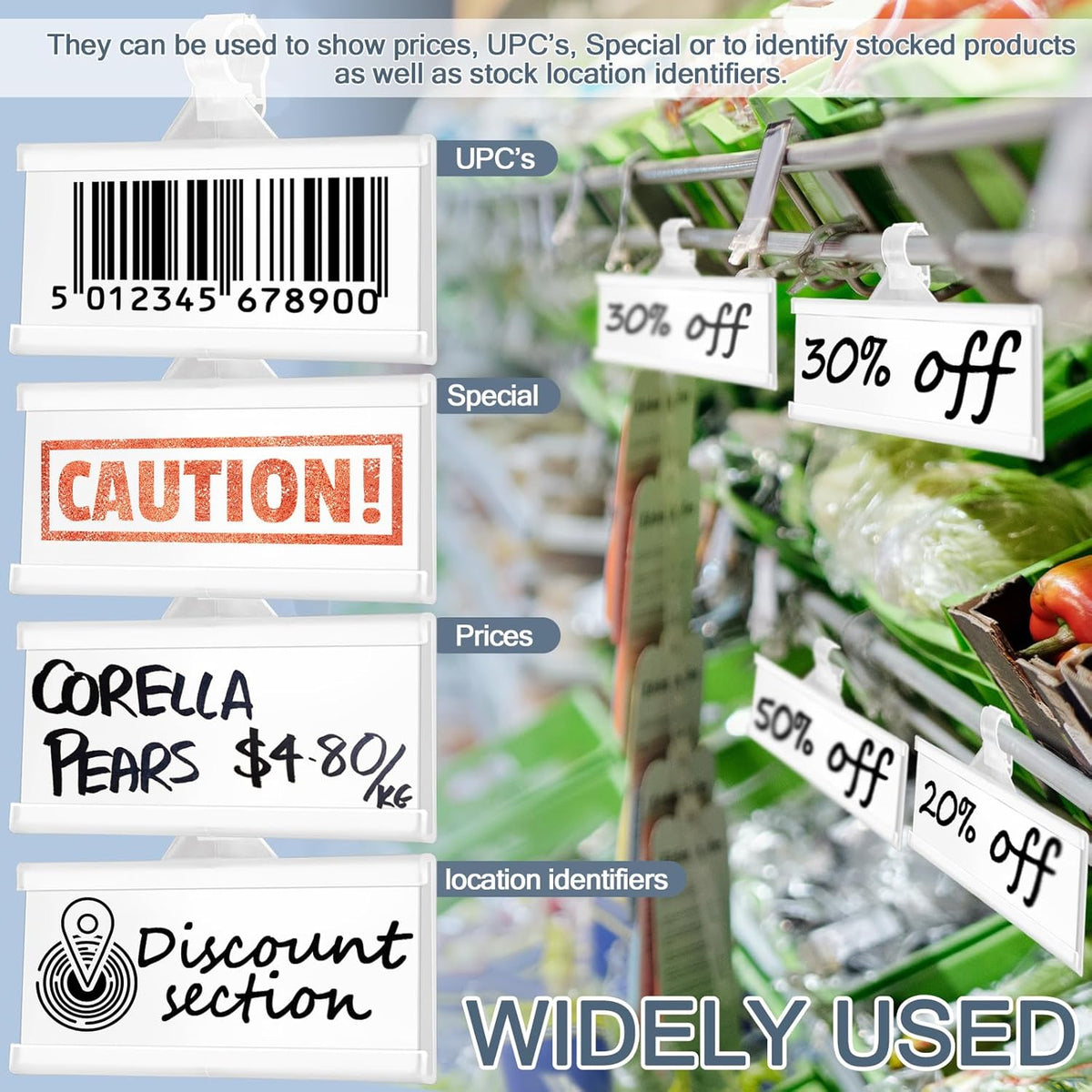 100 Pieces Plastic Wire Shelf Label Holders, Reusable Price Label Holder with locks, Label Display Holder for Retail Supermarket Department Store(3'' x 1.4'')