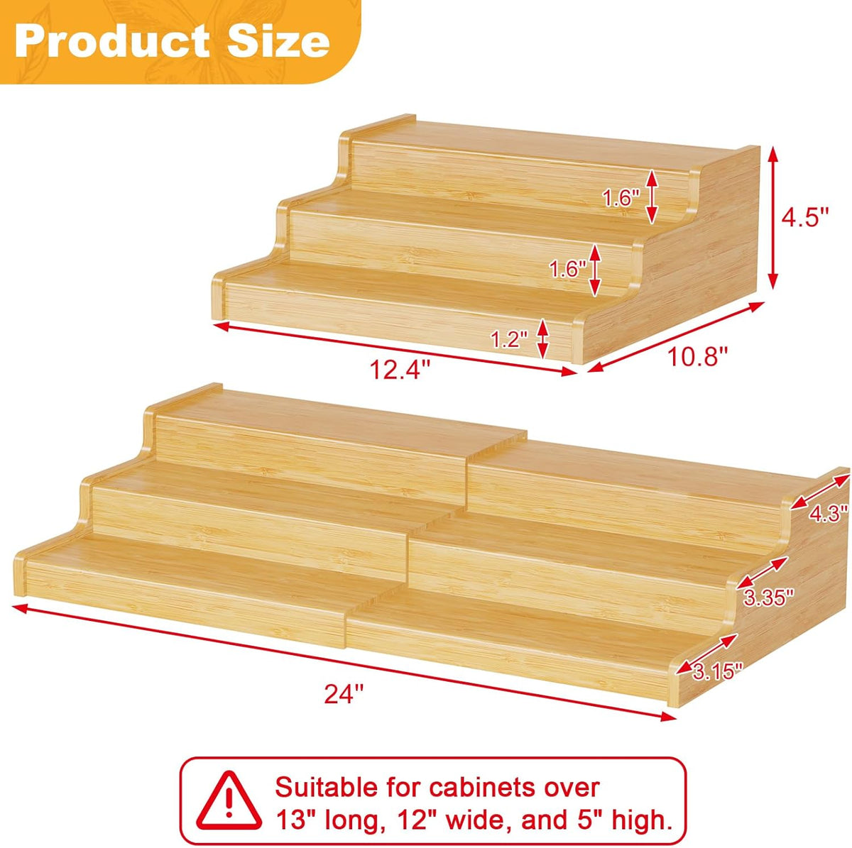 Expandable Bamboo Can Storage Display for Pantry, Easy-Access 3-Tier Adjustable Can Organizer Shelf for Cabinets, Canned Goods & Food Storage, Soda Can Organizer Holds Up to 24 Cans (Patent Pending)