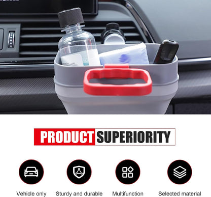 Sauce Holder, 2-in-1 Car Sauce Dipping Clip, Multifunctional Mobile Phone Key Coin Air Vent Storage Box, Universal Foldable Portable Accessories for Cars (Gray)