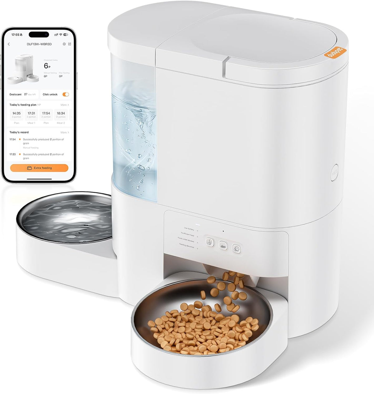 Automatic Cat Feeder and Water, 5G WiFi App Control Cat Dry Food Dispenser