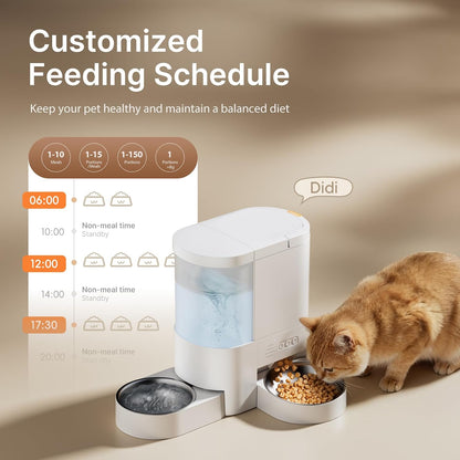 Automatic Cat Feeder and Water, 5G WiFi App Control Cat Dry Food Dispenser