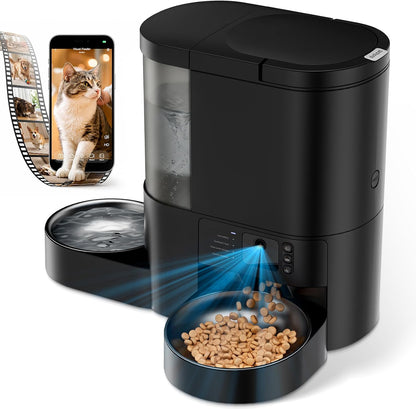 Automatic Cat Feeder and Water, 5G WiFi App Control Cat Dry Food Dispenser