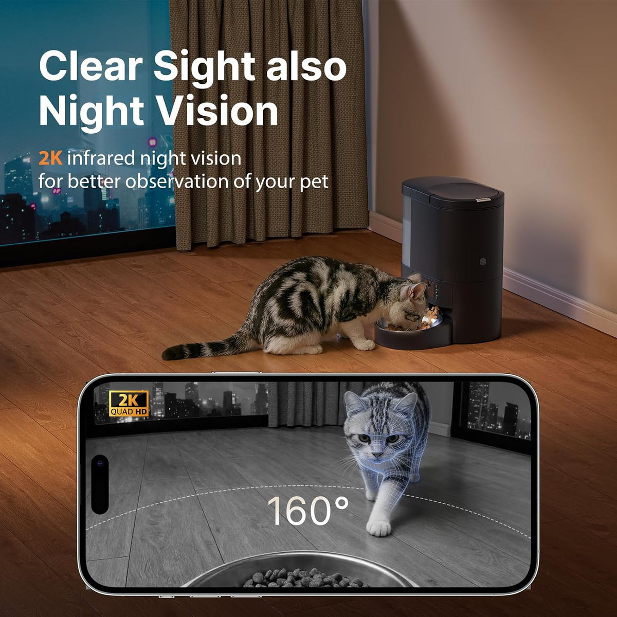 Automatic Cat Feeder and Water, 5G WiFi App Control Cat Dry Food Dispenser