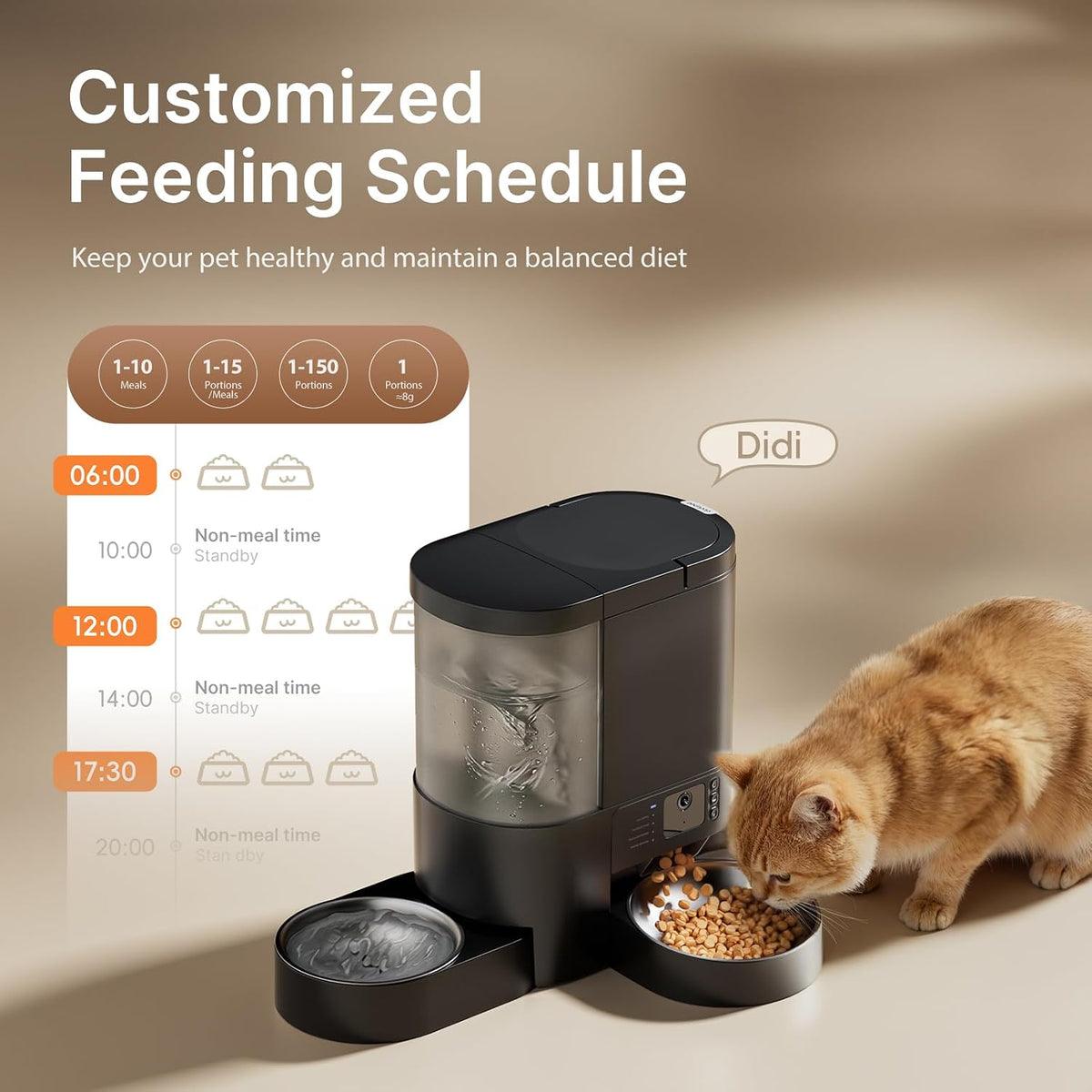 Automatic Cat Feeder and Water, 5G WiFi App Control Cat Dry Food Dispenser