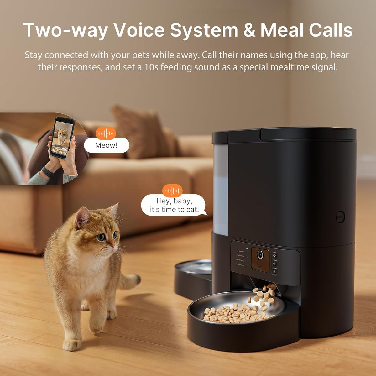 Automatic Cat Feeder and Water, 5G WiFi App Control Cat Dry Food Dispenser
