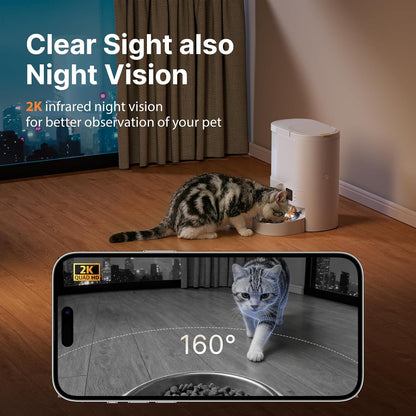 Automatic Cat Feeder and Water, 5G WiFi App Control Cat Dry Food Dispenser