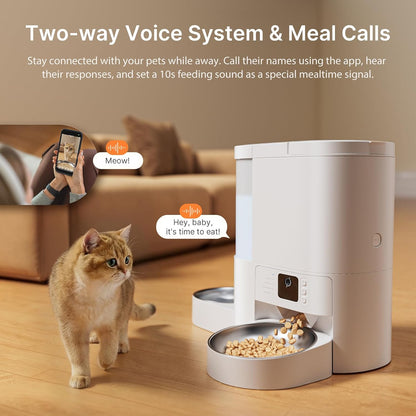 Automatic Cat Feeder and Water, 5G WiFi App Control Cat Dry Food Dispenser
