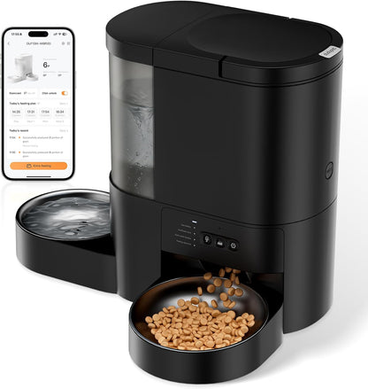 Automatic Cat Feeder and Water, 5G WiFi App Control Cat Dry Food Dispenser
