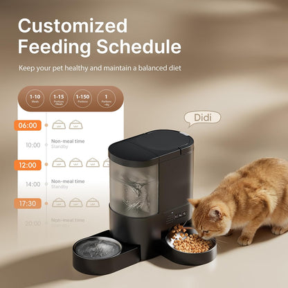 Automatic Cat Feeder and Water, 5G WiFi App Control Cat Dry Food Dispenser