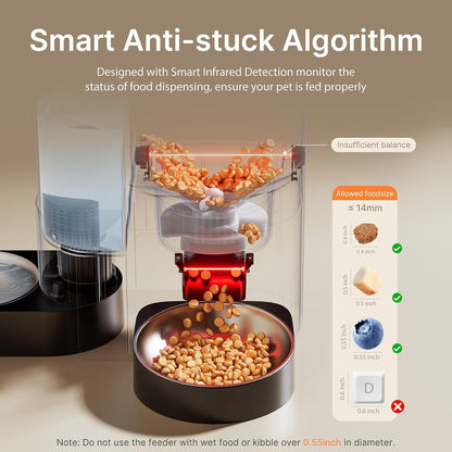 Automatic Cat Feeder and Water, 5G WiFi App Control Cat Dry Food Dispenser