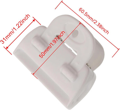 2-Pack White Food Storage Clips - Reusable Plastic Bag Sealer for Kitchen, Moisture Proof Snack Bag Clips with Foldable Handle & Hanging Holes (Small)