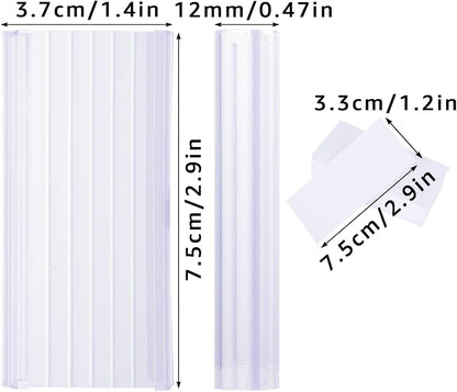 100 Pcs Wire Shelf Label Holders, Wire Rack Label Holder, Plastic Labels for Wire Shelving, Shelf Label Clips with Label Paper Inserts,Compatible with 1-1/4 Inch Shelves