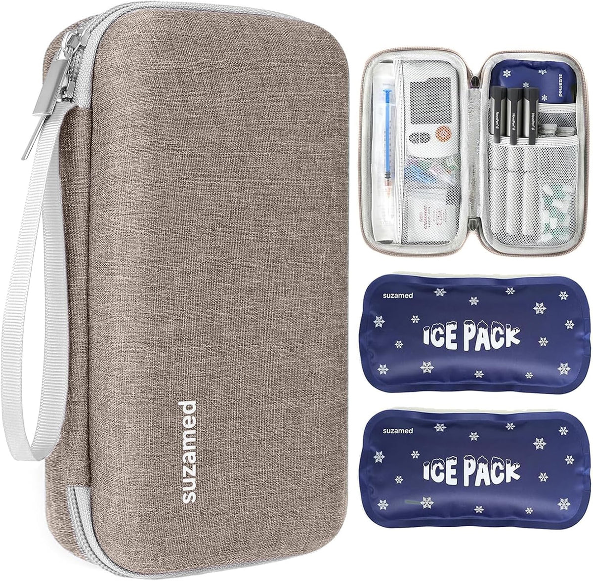 Insulin Cooler Travel Case,EVA Insulation Travel Medicine Kit with 2 Ice Packs for Diabetes Care,Insulin Pen and Other Diabetic Supplies (Black)