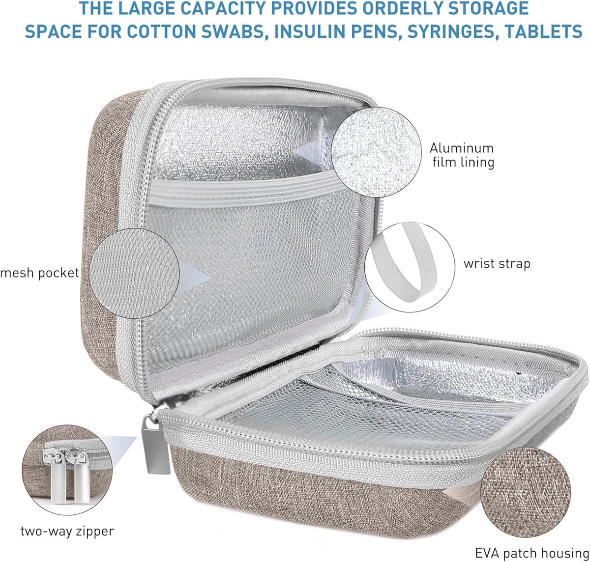 Insulin Cooler Travel Case,EVA Insulation Travel Medicine Kit with 2 Ice Packs for Diabetes Care,Insulin Pen and Other Diabetic Supplies (Black)