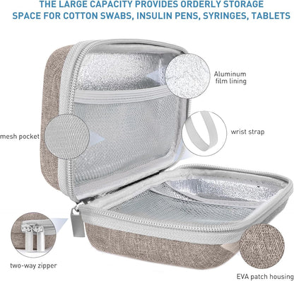 Insulin Cooler Travel Case,EVA Insulation Travel Medicine Kit with 2 Ice Packs for Diabetes Care,Insulin Pen and Other Diabetic Supplies (Black)