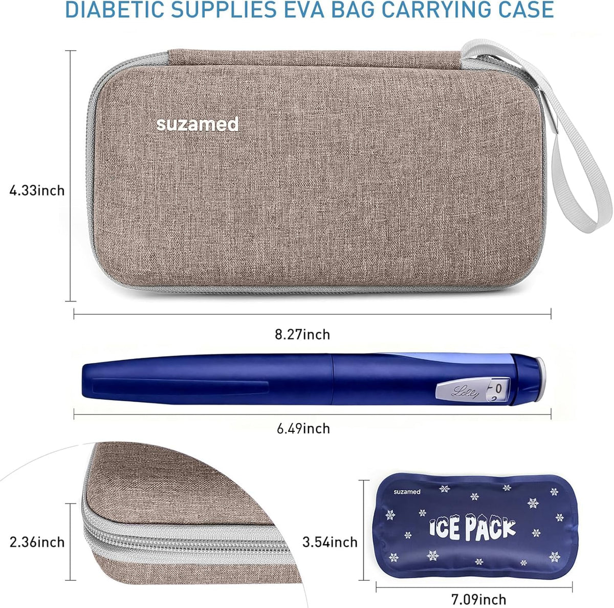 Insulin Cooler Travel Case,EVA Insulation Travel Medicine Kit with 2 Ice Packs for Diabetes Care,Insulin Pen and Other Diabetic Supplies (Black)