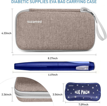 Insulin Cooler Travel Case,EVA Insulation Travel Medicine Kit with 2 Ice Packs for Diabetes Care,Insulin Pen and Other Diabetic Supplies (Black)