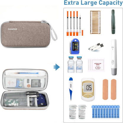 Insulin Cooler Travel Case,EVA Insulation Travel Medicine Kit with 2 Ice Packs for Diabetes Care,Insulin Pen and Other Diabetic Supplies (Black)