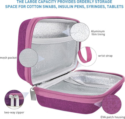 Insulin Cooler Travel Case,EVA Insulation Travel Medicine Kit with 2 Ice Packs for Diabetes Care,Insulin Pen and Other Diabetic Supplies (Black)