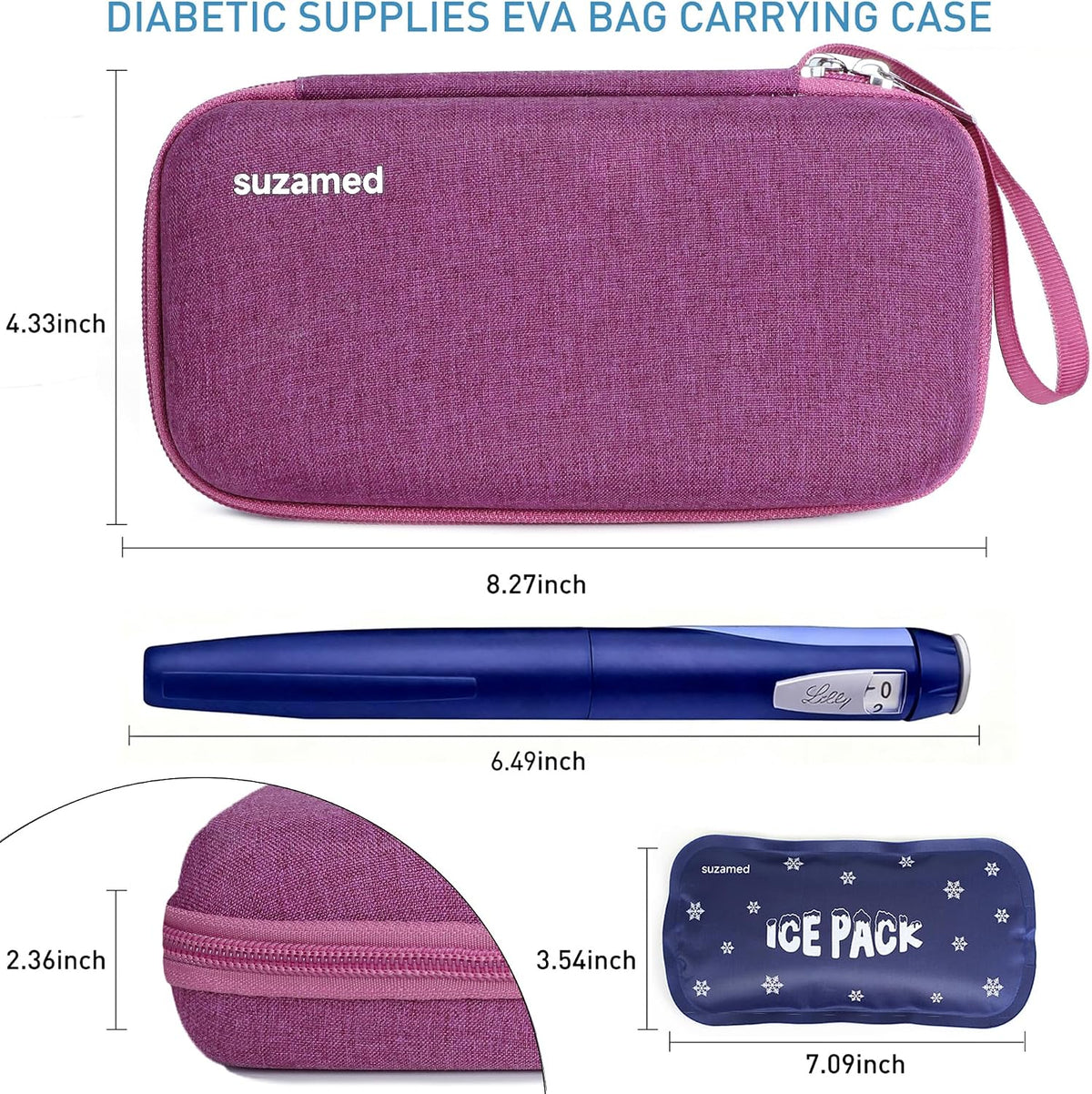 Insulin Cooler Travel Case,EVA Insulation Travel Medicine Kit with 2 Ice Packs for Diabetes Care,Insulin Pen and Other Diabetic Supplies (Black)