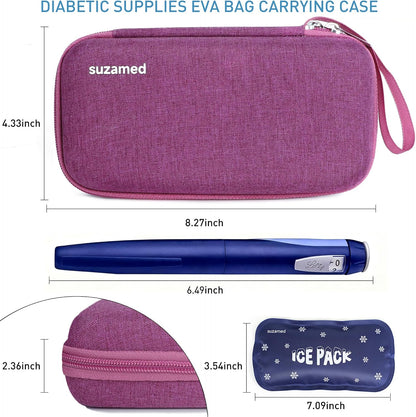 Insulin Cooler Travel Case,EVA Insulation Travel Medicine Kit with 2 Ice Packs for Diabetes Care,Insulin Pen and Other Diabetic Supplies (Black)