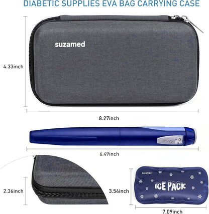 Insulin Cooler Travel Case,EVA Insulation Travel Medicine Kit with 2 Ice Packs for Diabetes Care,Insulin Pen and Other Diabetic Supplies (Black)